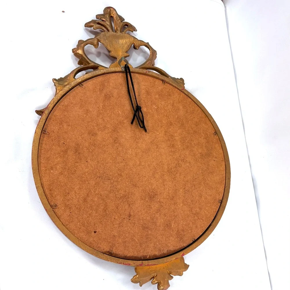 Vintage Wall Mirror Gold Ornate Italian Scroll Acanthus Leaf 22x14 inches MCM